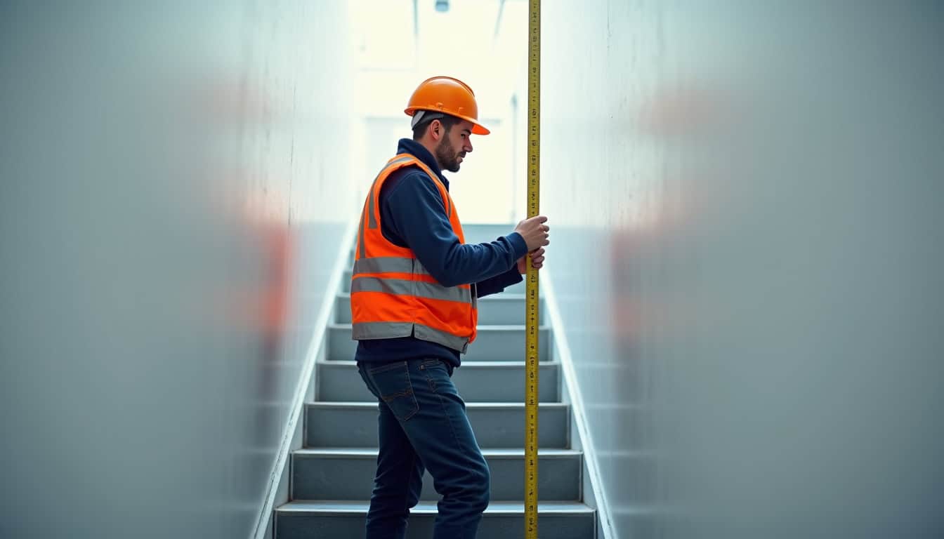 Technicien en train de mesurer un escalier pour l