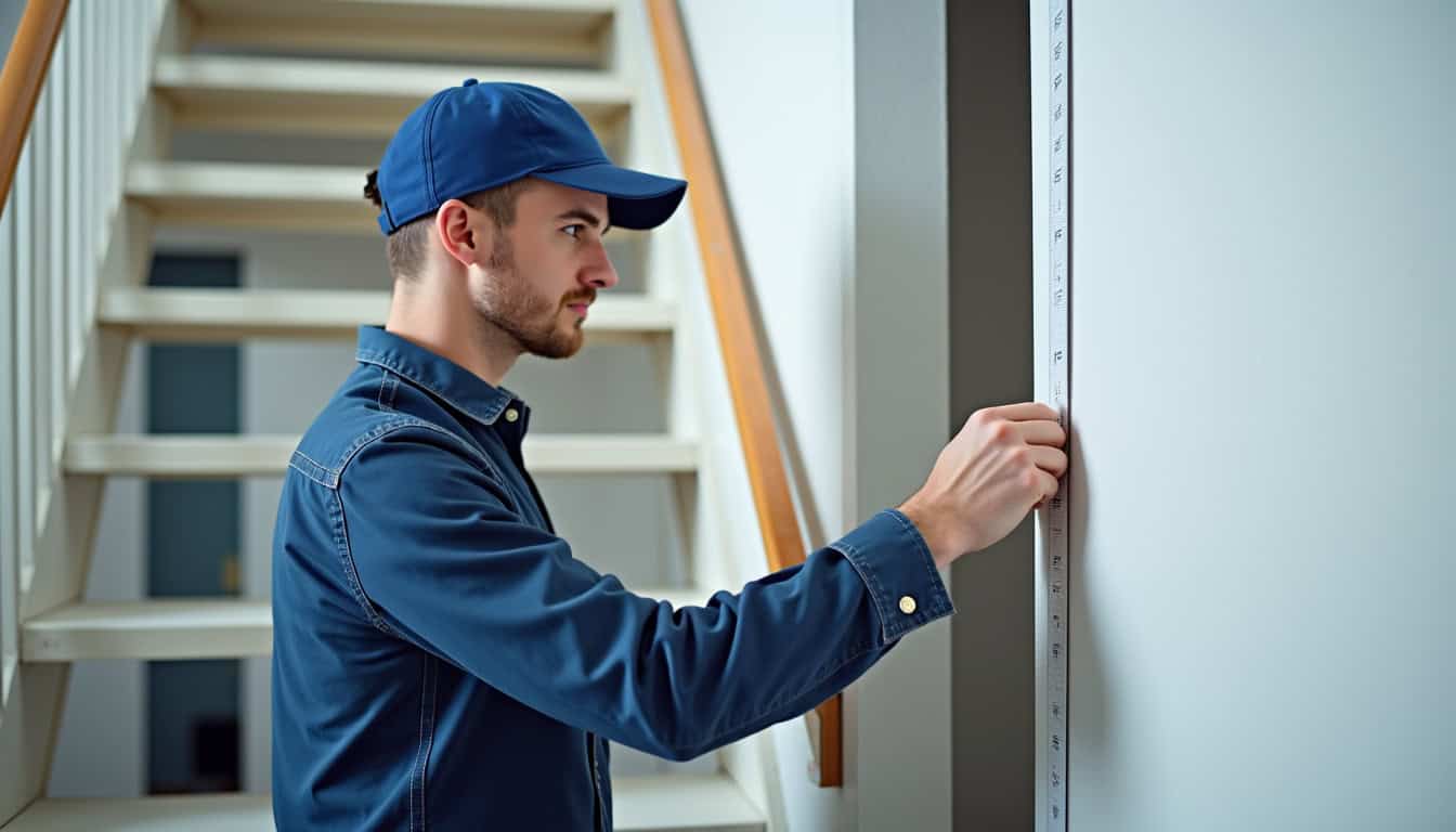 Technicien en train de mesurer un escalier pour l