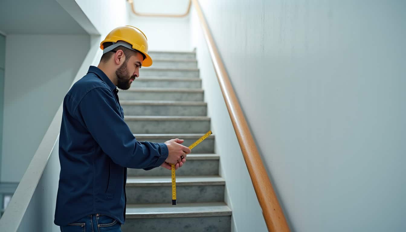 Technicien en train de mesurer un escalier pour l