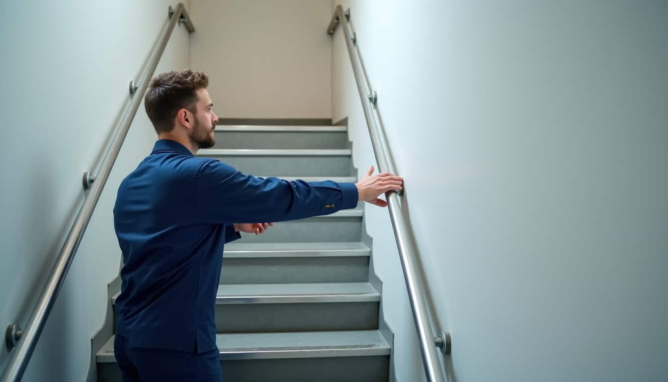 Technicien en train de mesurer un escalier pour l