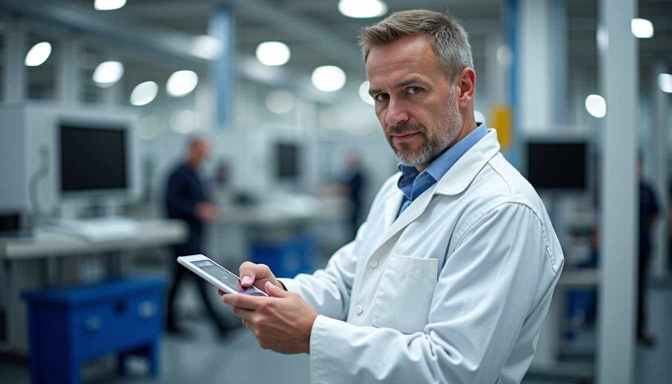 Technicien en train de prendre les mesures d