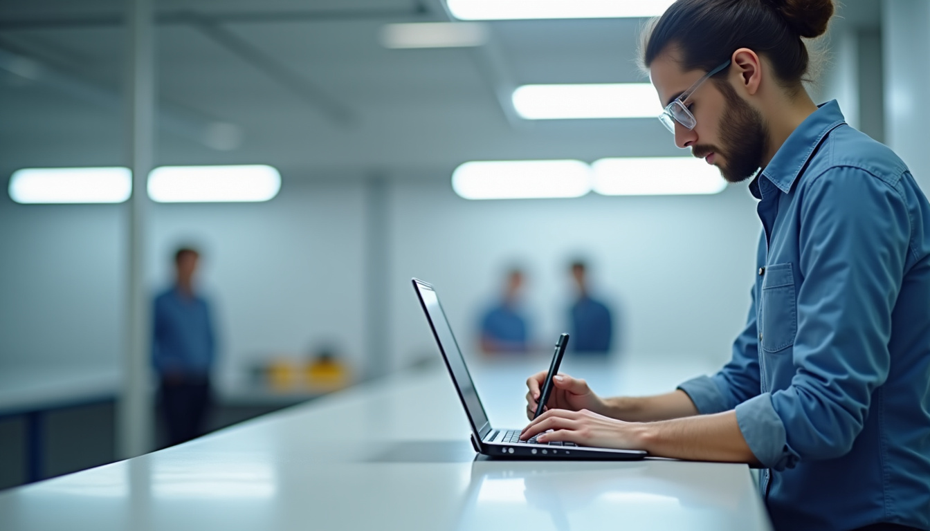 Technicien en train de prendre les mesures d