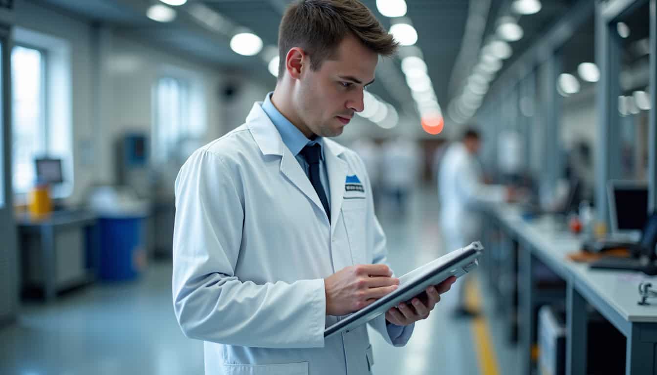 Technicien en train de prendre les mesures pour l