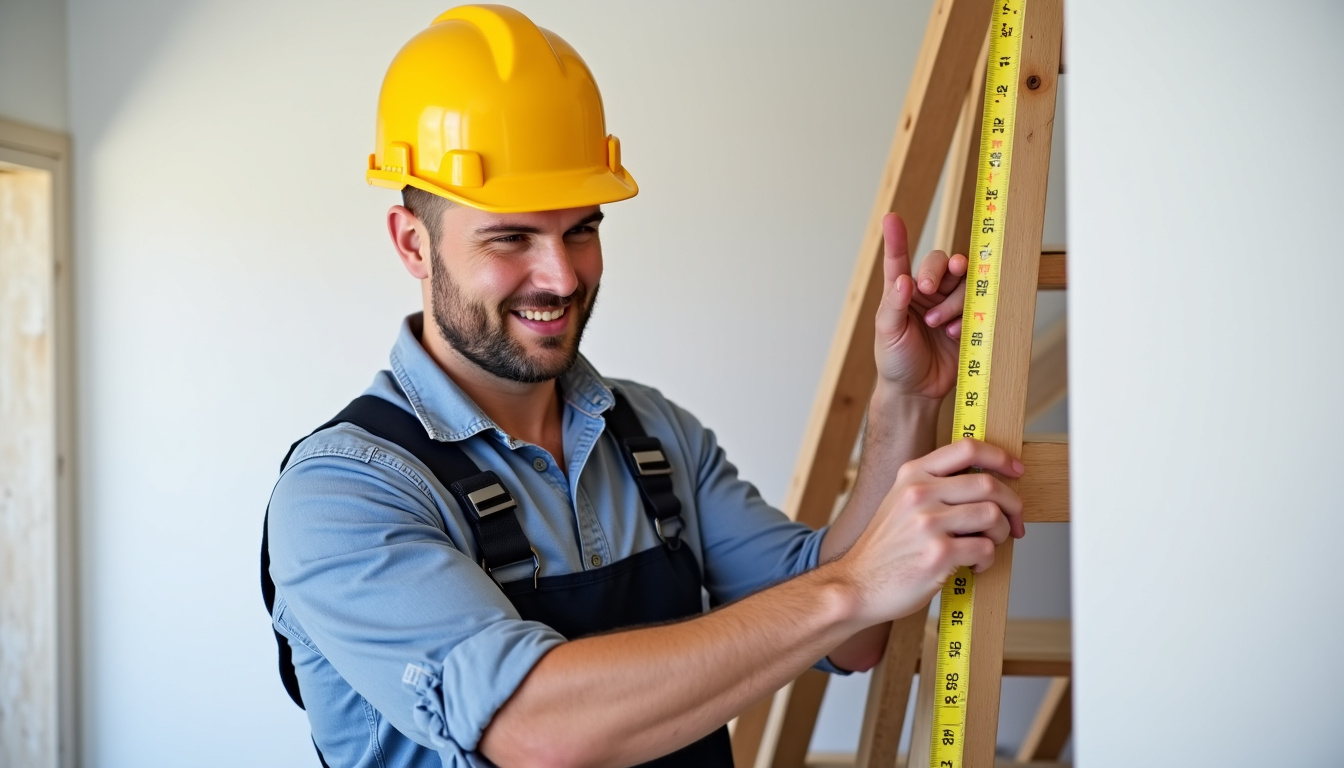 Technicien en train de prendre les mesures pour un monte-escalier à domicile à Verneuil d
