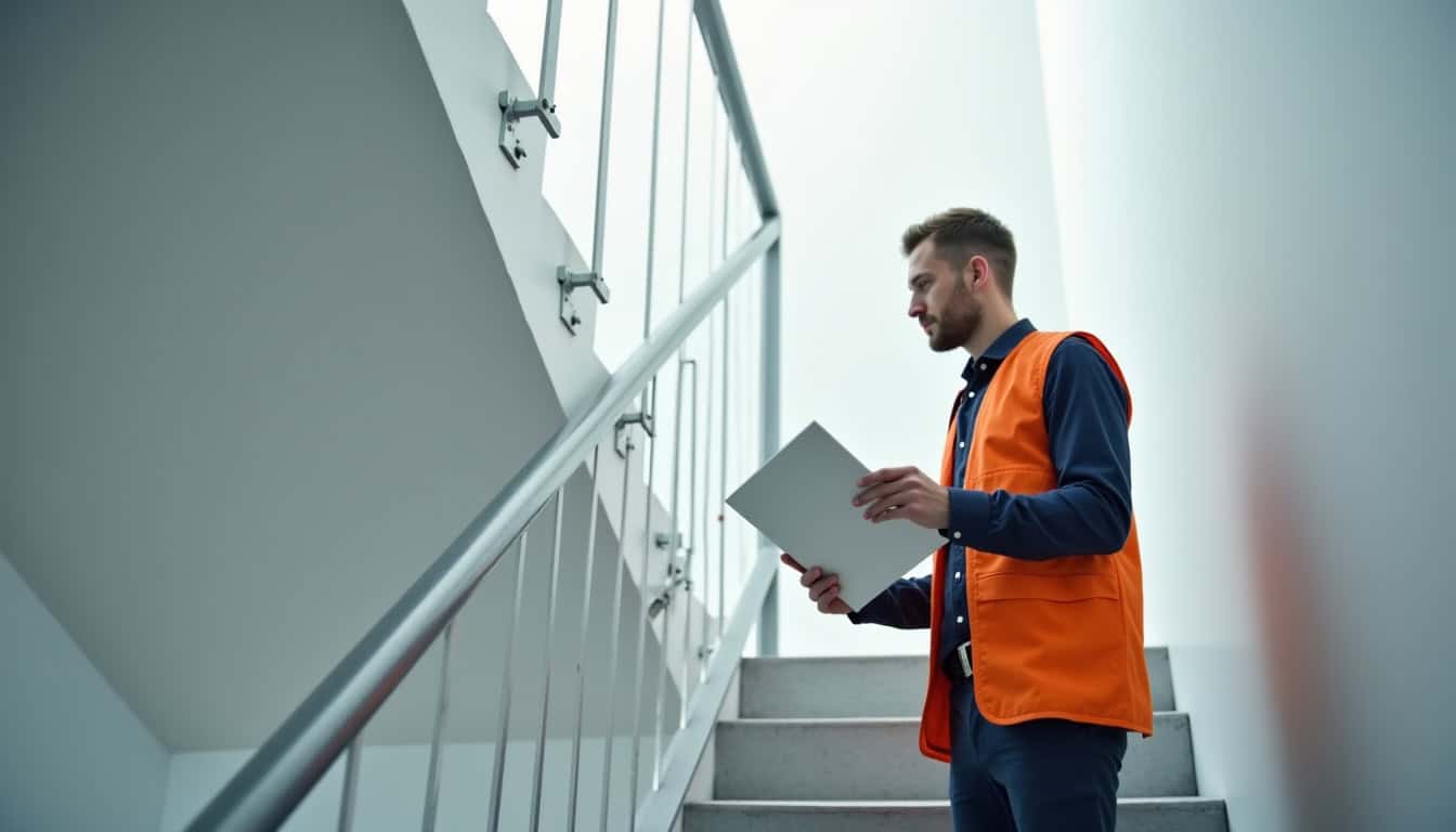 Technicien en train de présenter un devis pour un monte-escalier à Grabels