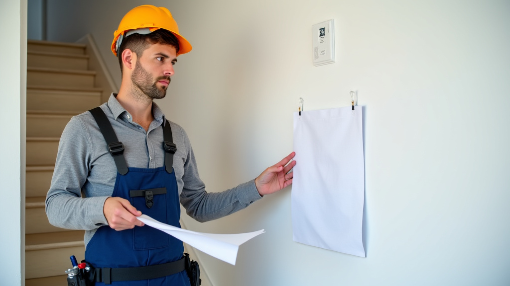 Technicien en train de présenter un devis pour un monte escalier à un client dans une maison de Soisy-sur-Seine