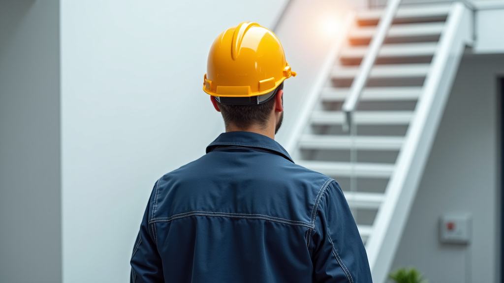 Technicien en train de réaliser un diagnostic sur site pour un monte-escalier à Saint-Père-en-Retz