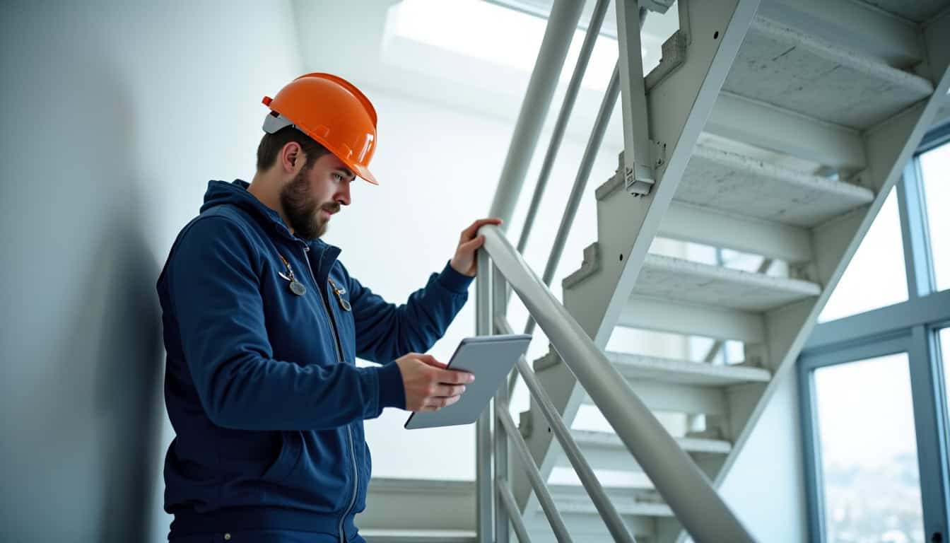 Technicien en train de réaliser une étude technique pour un monte-escalier à Le Mée-sur-seine