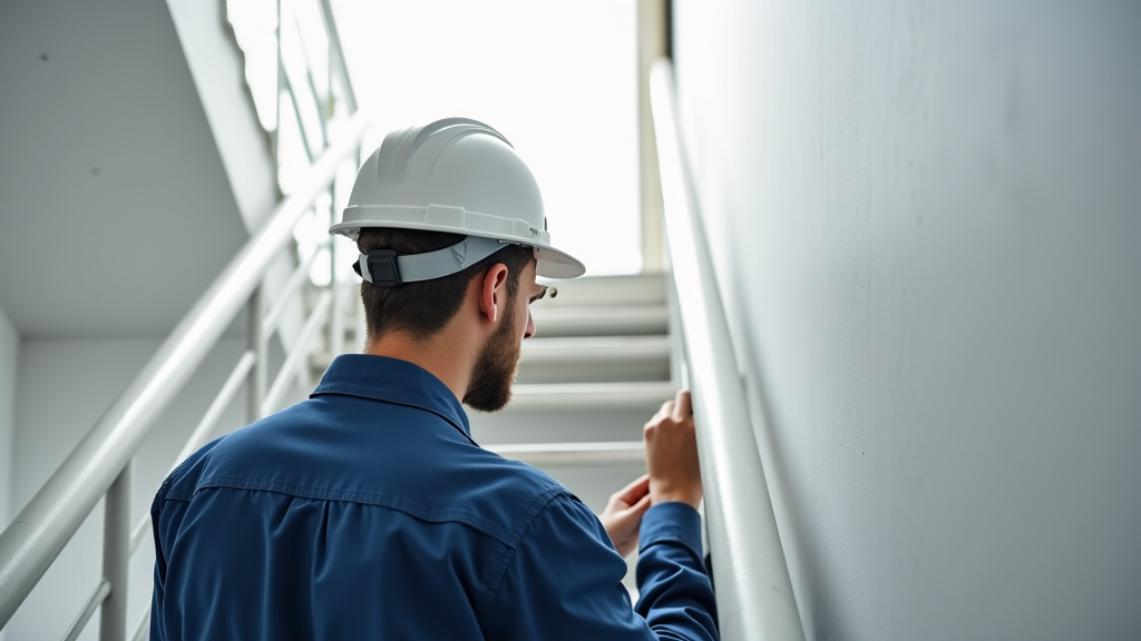 Technicien en train de réaliser une étude technique pour un monte-escalier à Legé