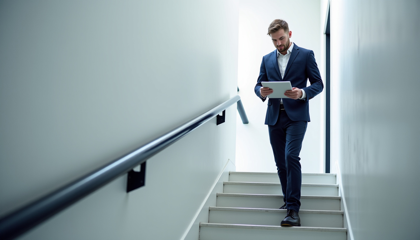 Technicien en train de remettre un devis personnalisé pour un monte-escalier à Luzy