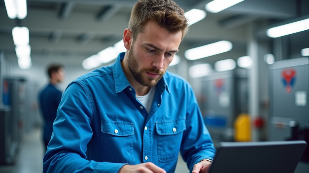Technicien en train de vérifier le bon fonctionnement d
