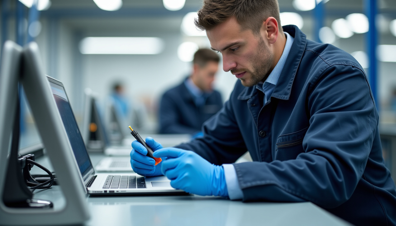 Technicien en train de vérifier le bon fonctionnement d