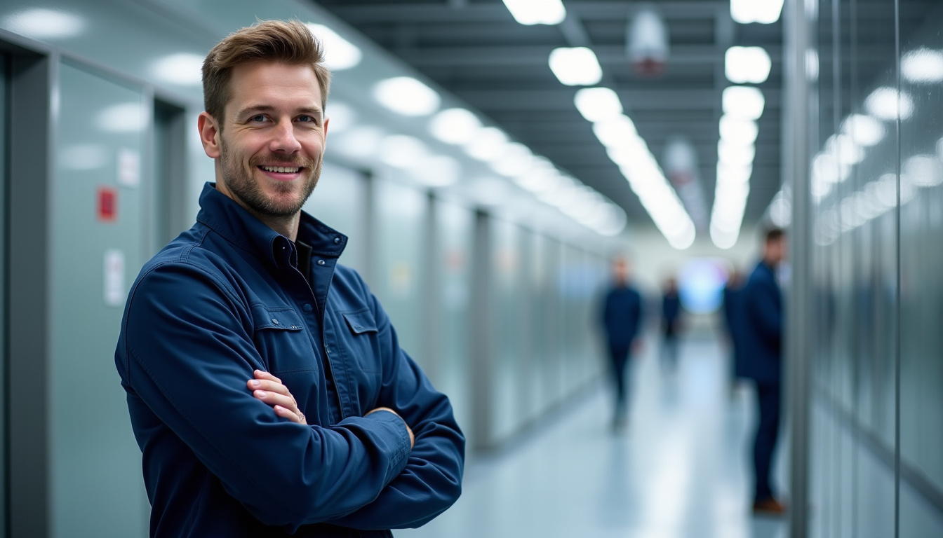Technicien en train de vérifier le bon fonctionnement d