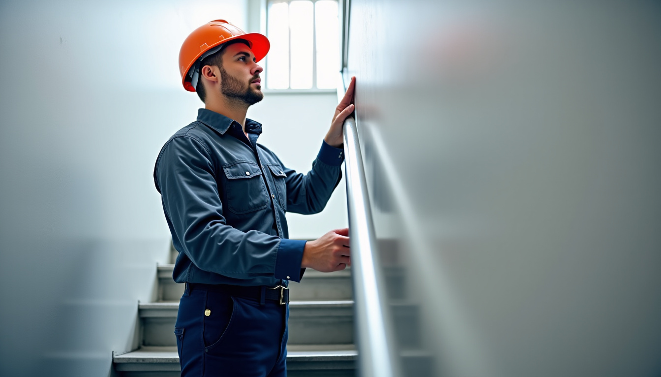 Technicien en train de vérifier le bon fonctionnement d’un monte-escalier après installation à Le Manoir