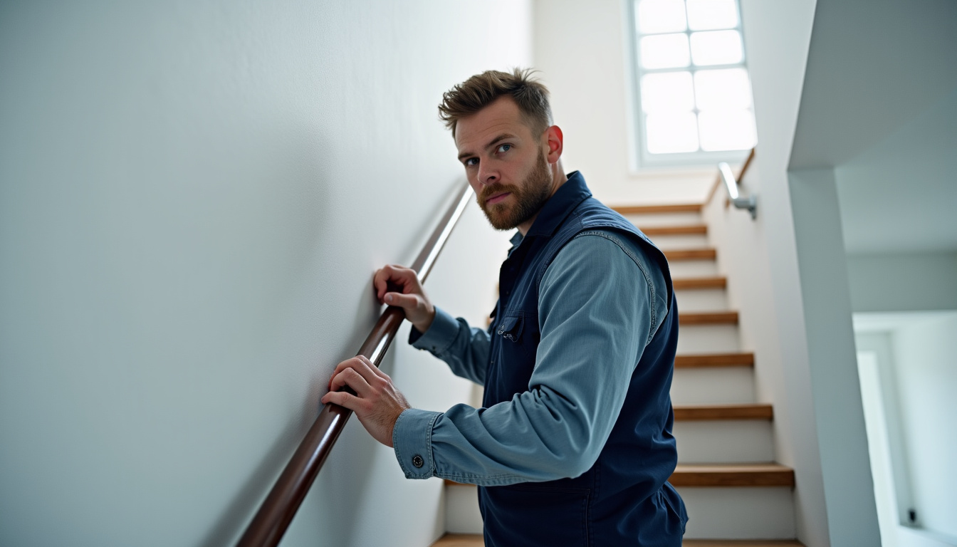 Technicien en train de vérifier le bon fonctionnement d’un monte-escalier après installation
