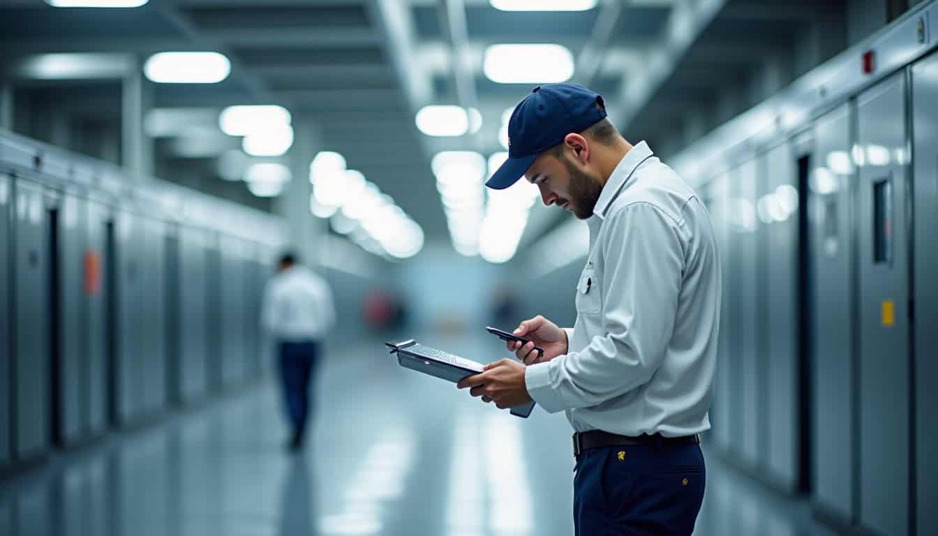 Technicien en train de vérifier le fonctionnement d