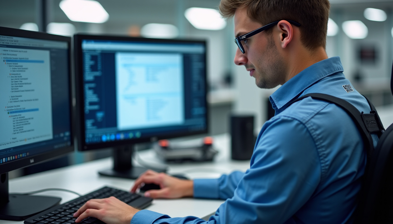 Technicien en train de vérifier le mécanisme d