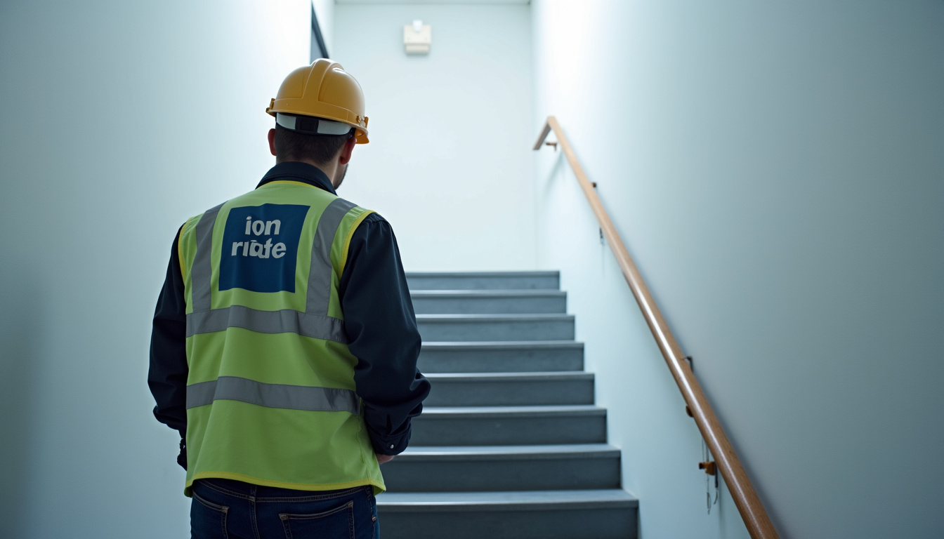 Technicien en train de vérifier un monte-escalier à Faulx