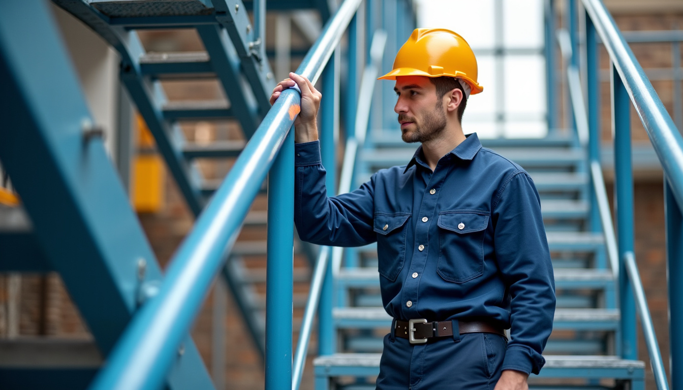 Technicien en train de vérifier un monte-escalier à Mont-Dore, en phase de contrôle des composants