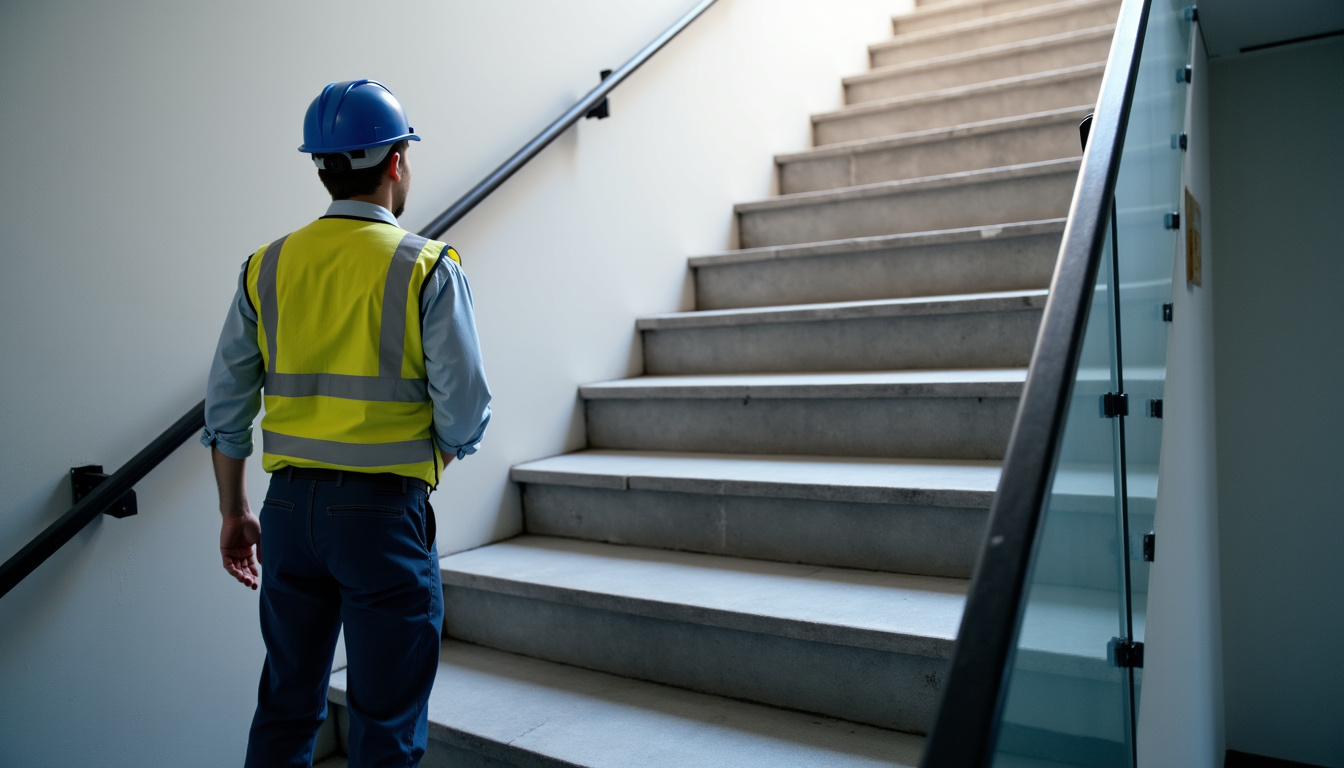 Technicien en train de vérifier un monte-escalier à Saint-Germain-des-Prés