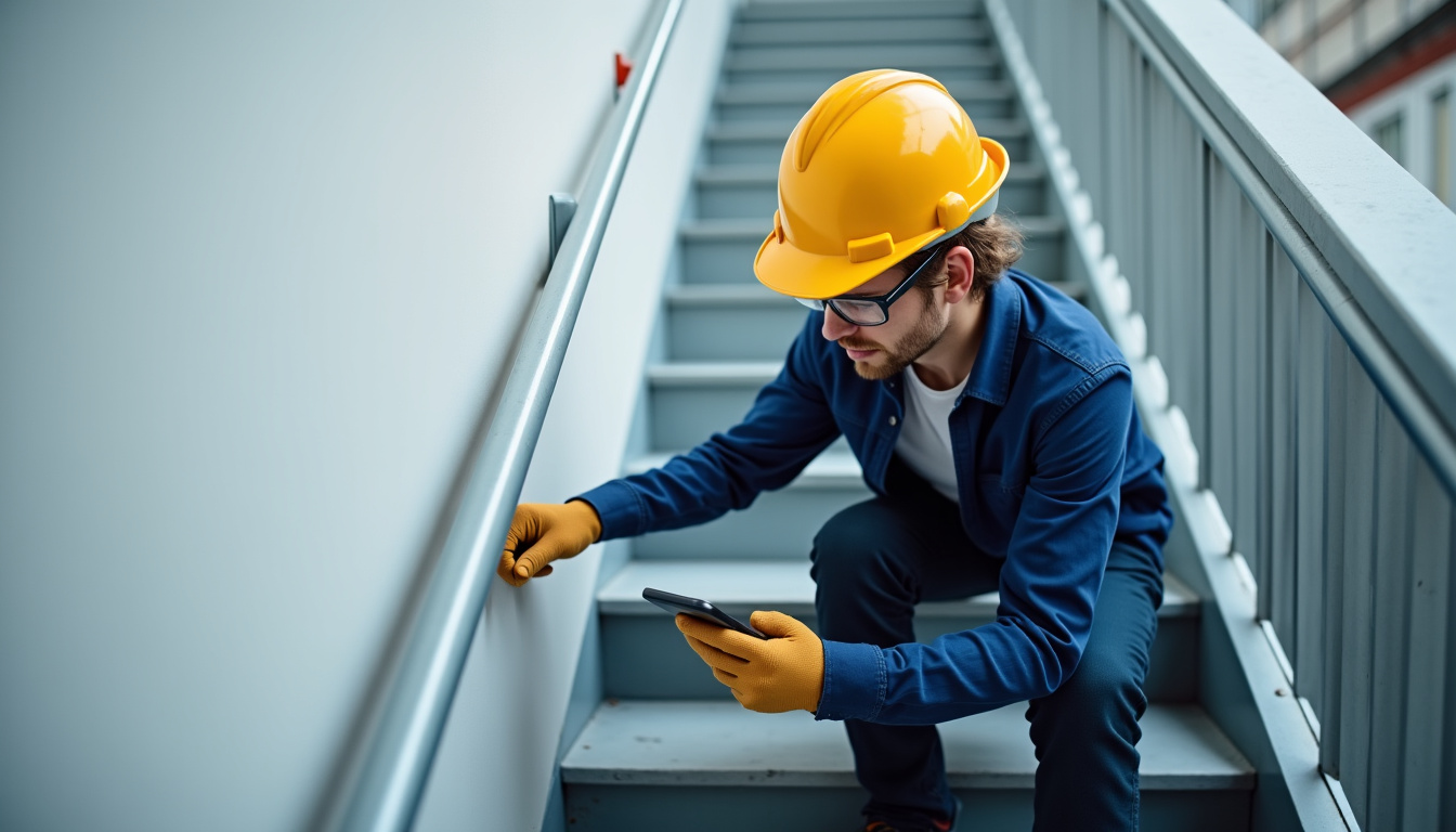 Technicien en train de vérifier un monte-escalier à Trégueux