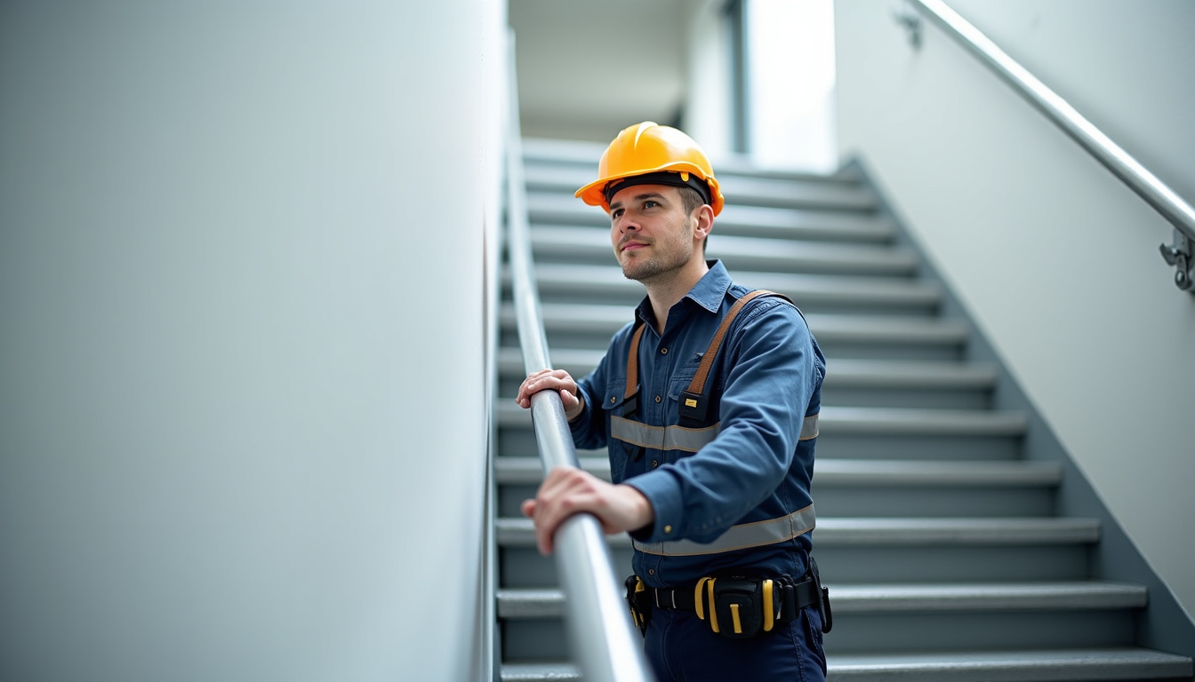 Technicien en train de vérifier un monte-escalier après installation à Ardoix