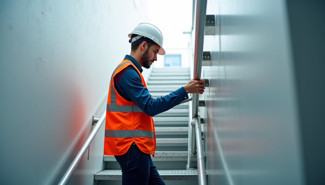 Technicien en train de vérifier un monte-escalier lors d