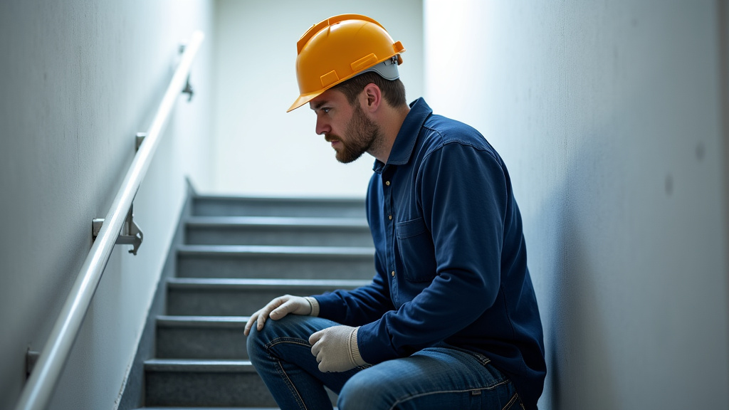 Technicien en train de vérifier un monte-escalier lors d’une visite d’entretien à Yssingeaux
