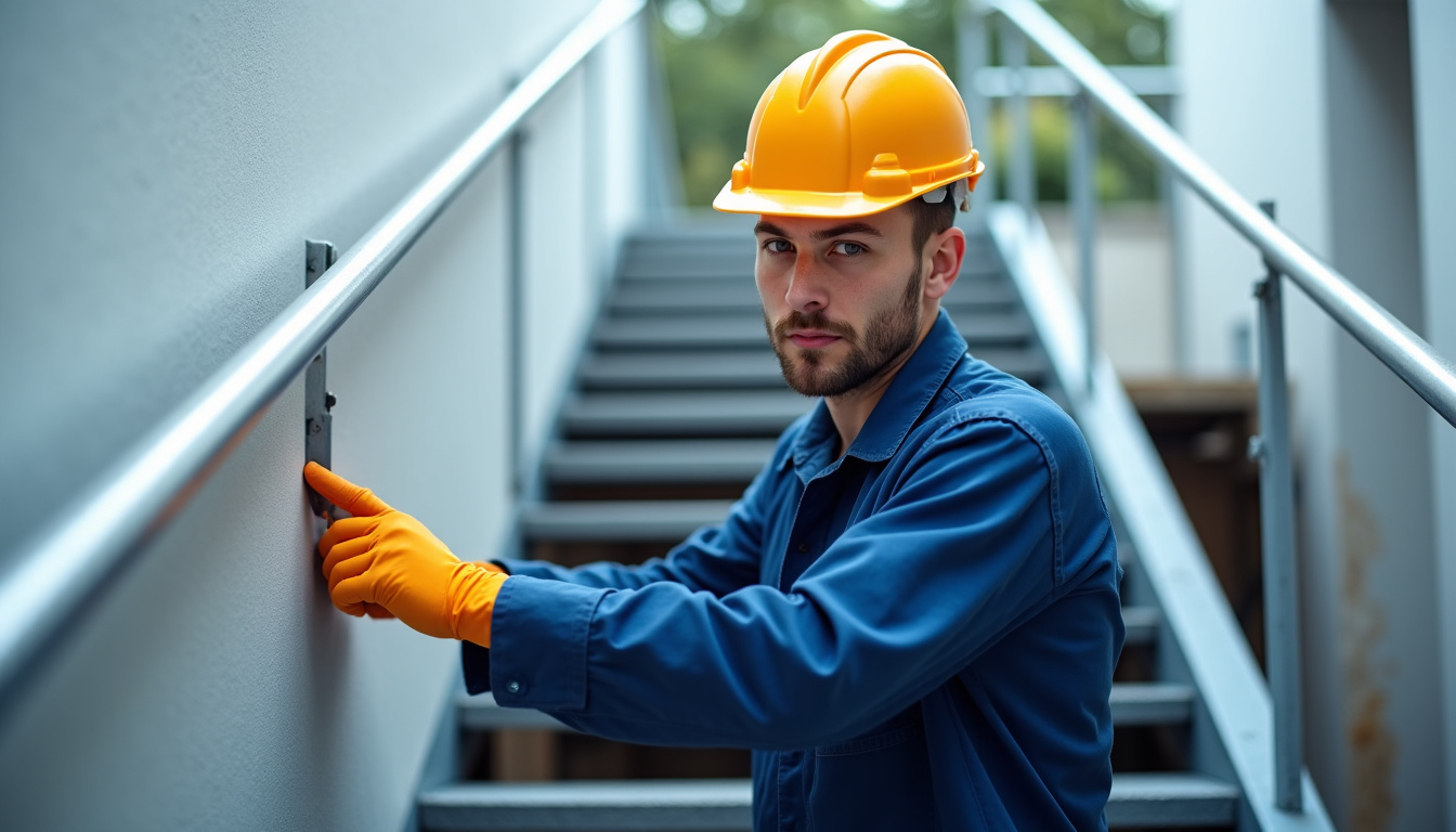 Technicien en train d’effectuer l’entretien d’un monte-escalier à Sabran