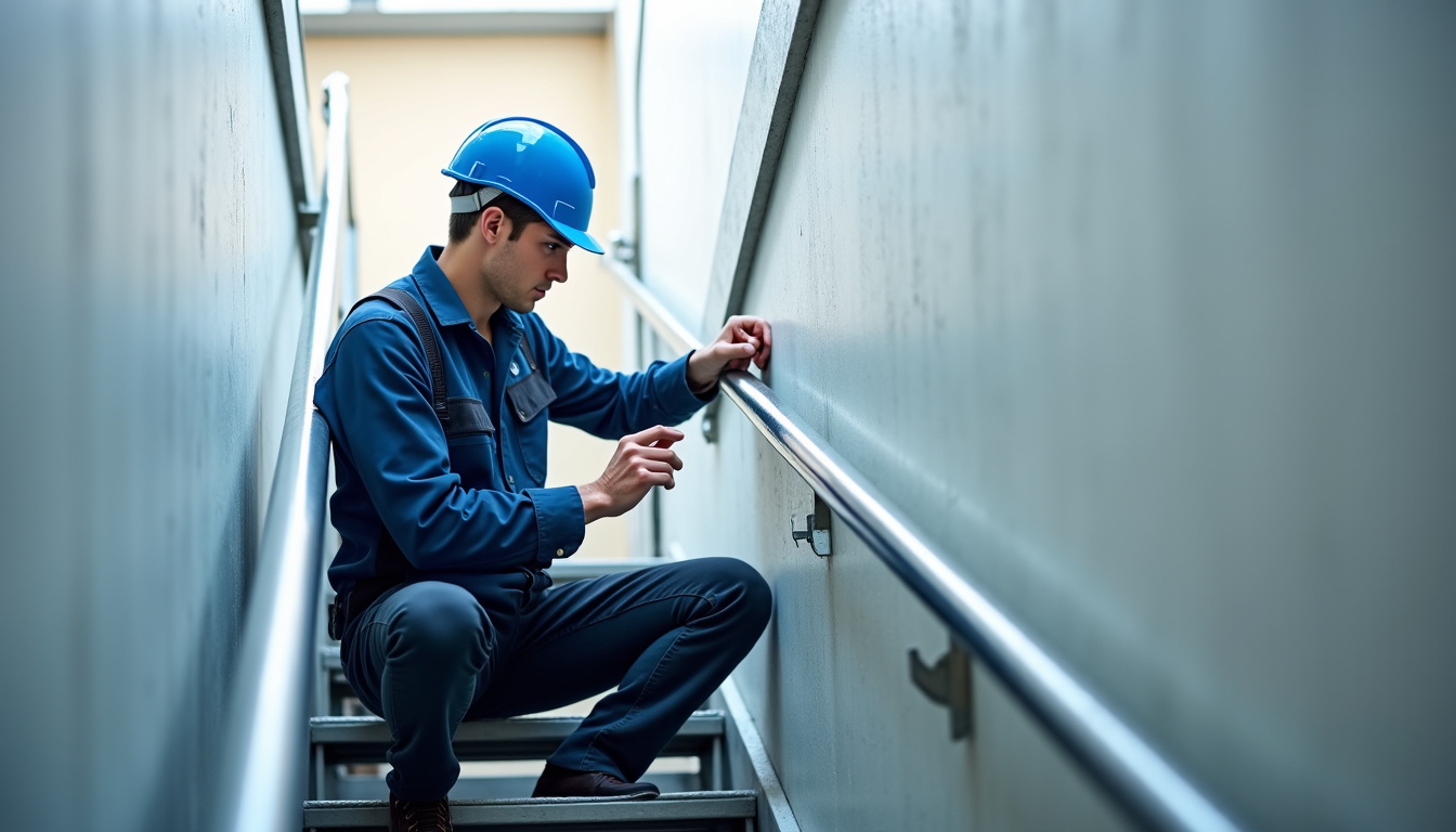 Technicien en train d’effectuer une maintenance préventive sur un monte-escalier à Claret