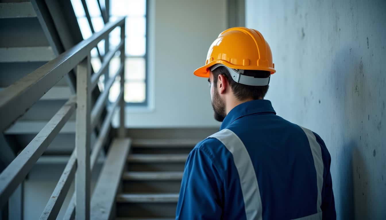 Technicien en train d’effectuer une maintenance préventive sur un monte-escalier à Saint-Vite