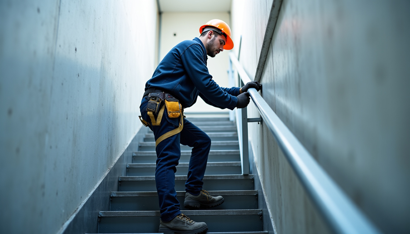 Technicien en train d’effectuer une maintenance sur un monte-escalier en Aveyron