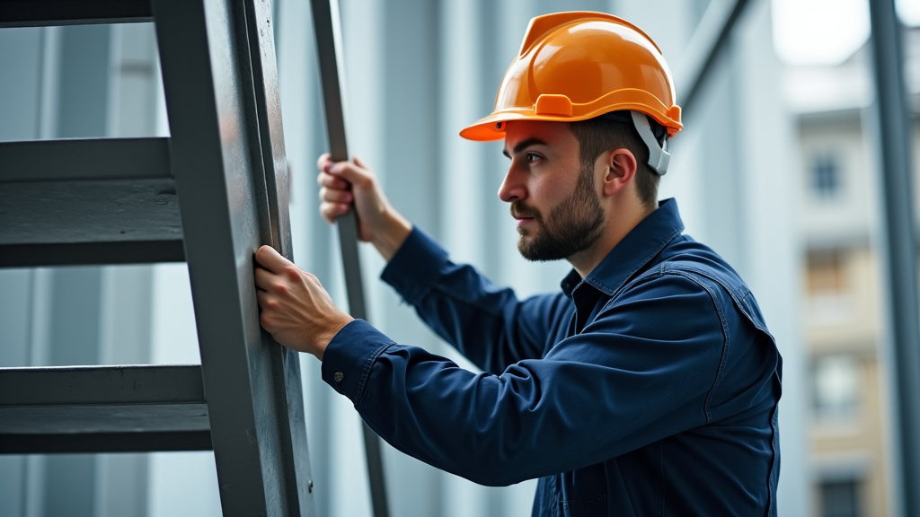 Technicien en train d’entretenir un monte-escalier à Saint-Paul