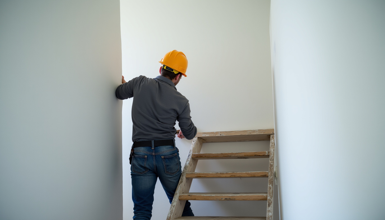 Technicien en train d’installer un monte-escalier à Châlus