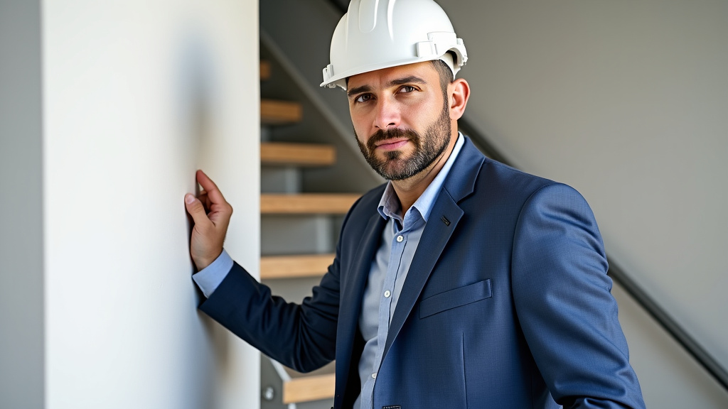 Technicien en train d’installer un monte-escalier à Conflans-en-Jarnisy