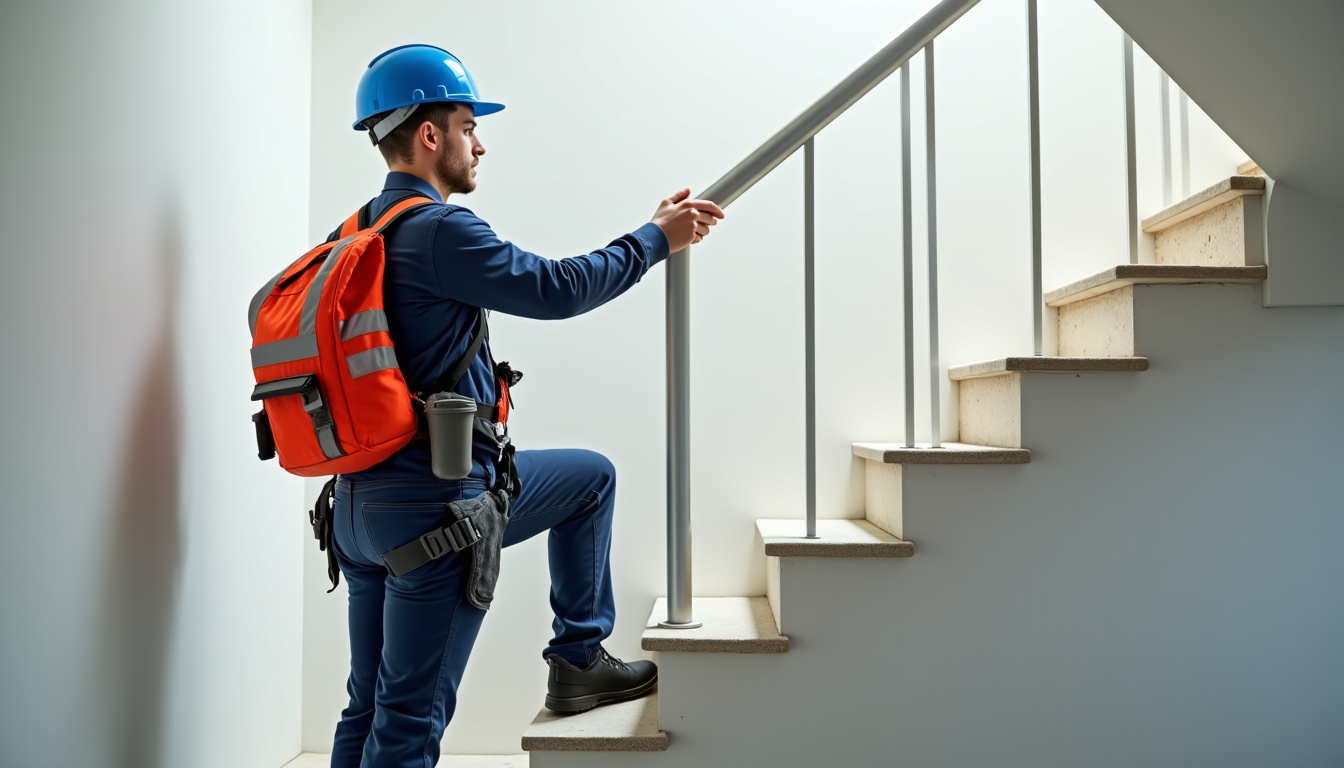 Technicien en train d’installer un monte-escalier à Foug