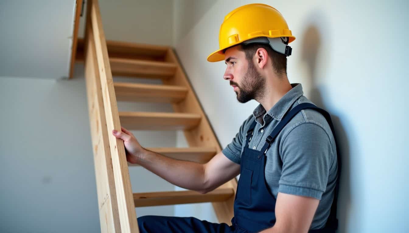 Technicien en train d’installer un monte-escalier à Marmande