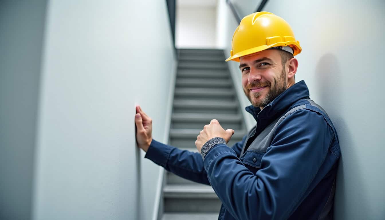 Technicien en train d’installer un monte-escalier à Nantes