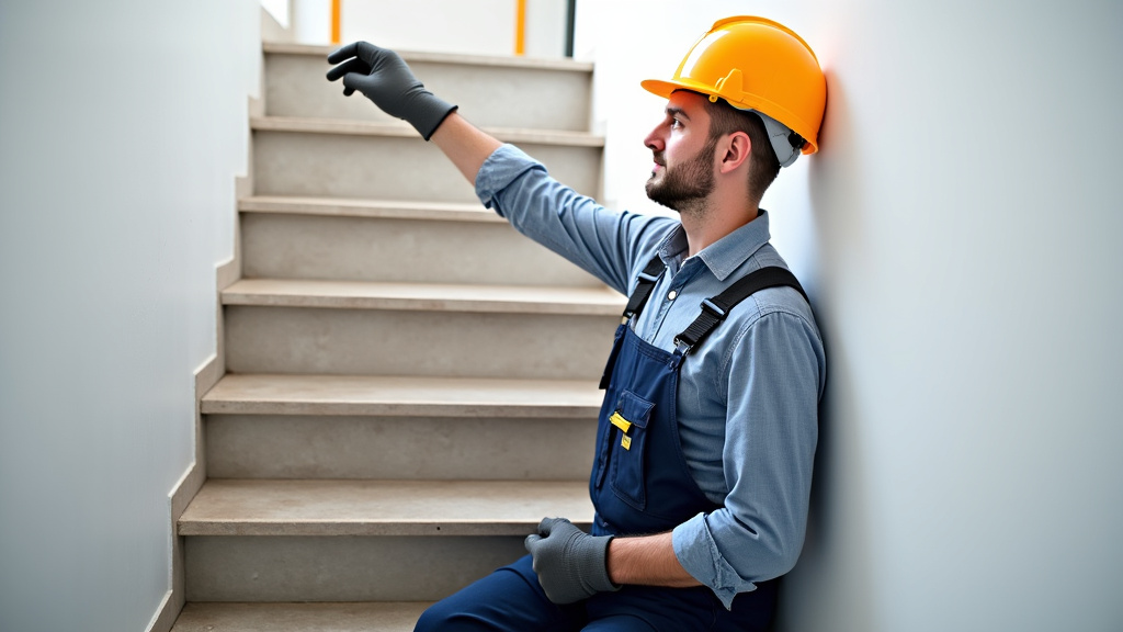 Technicien en train d’installer un monte-escalier à Ouzouer-sur-Loire