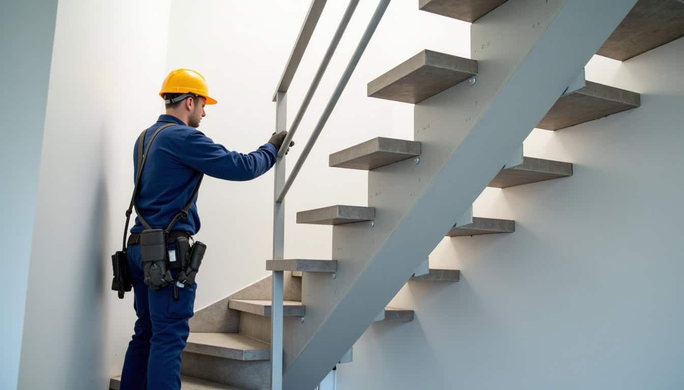 Technicien en train d’installer un monte-escalier à Romorantin-Lanthenay