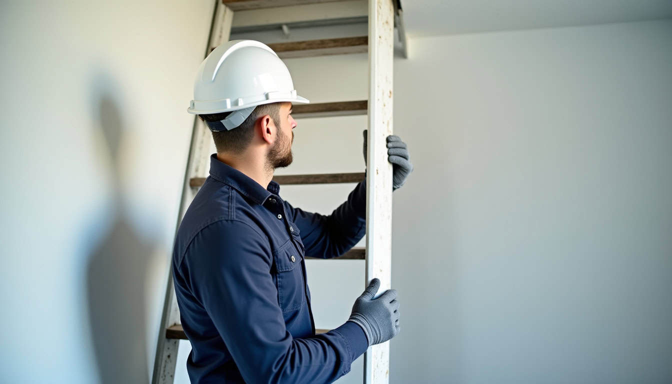 Technicien en train d’installer un monte-escalier à Seppois-le-bas