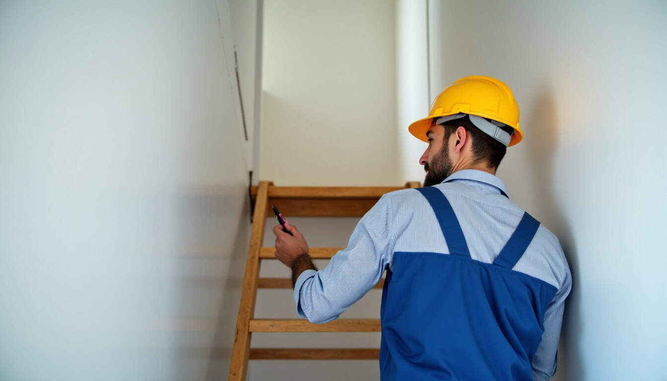 Technicien en train d’installer un monte-escalier à Solliès-Toucas