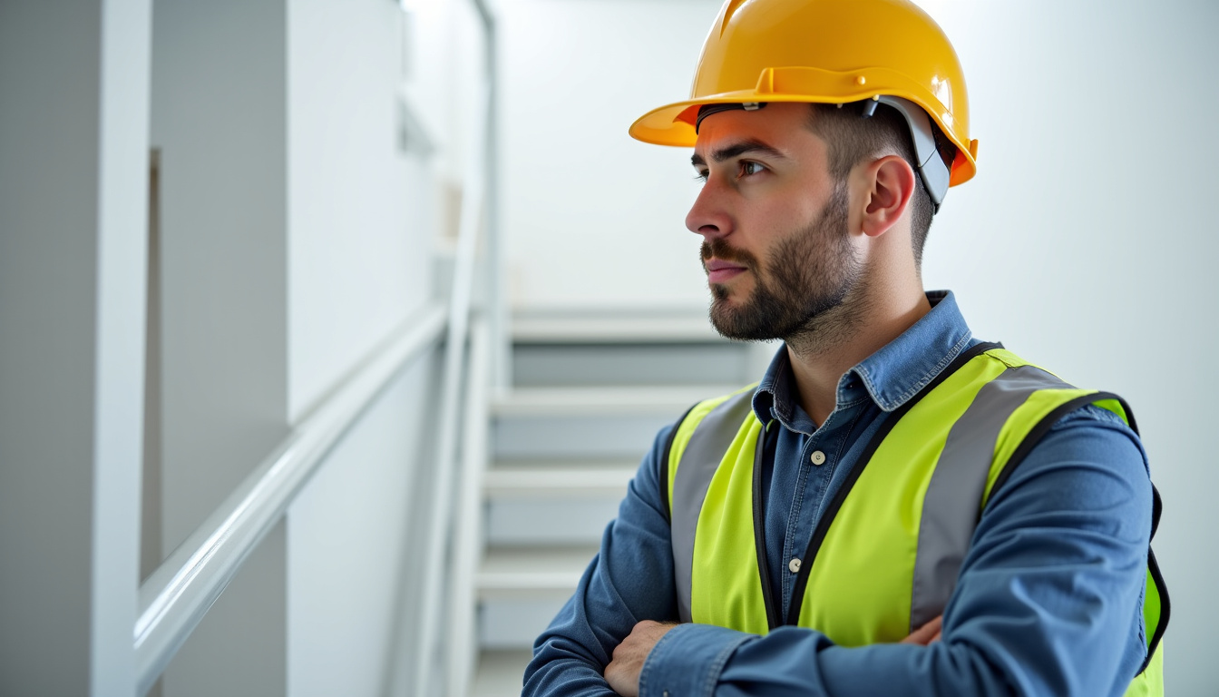 Technicien en train d’installer un monte-escalier à Vernou-sur-Brenne