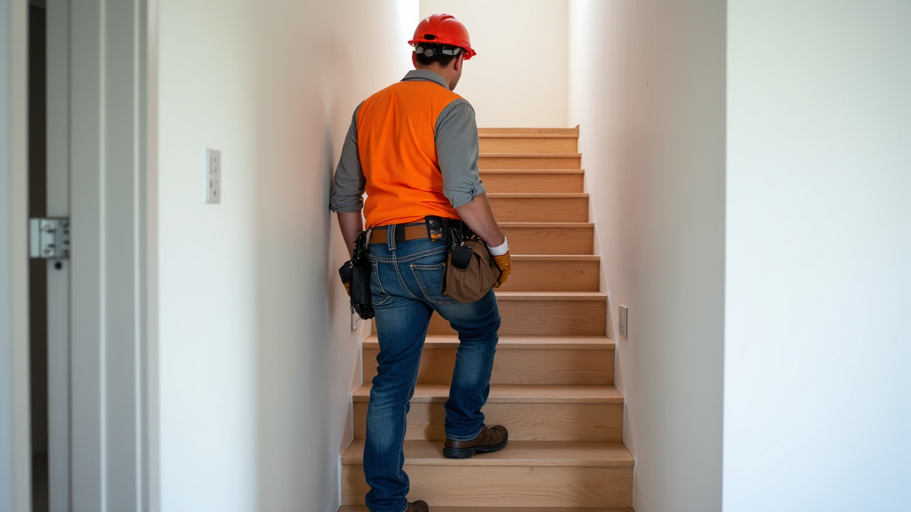 Technicien en train d’installer un monte-escalier dans une habitation de Martinet
