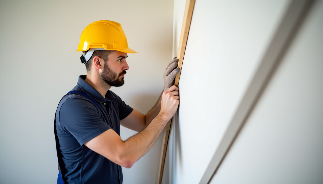 Technicien en train d’installer un monte-escalier dans une maison à Luceau