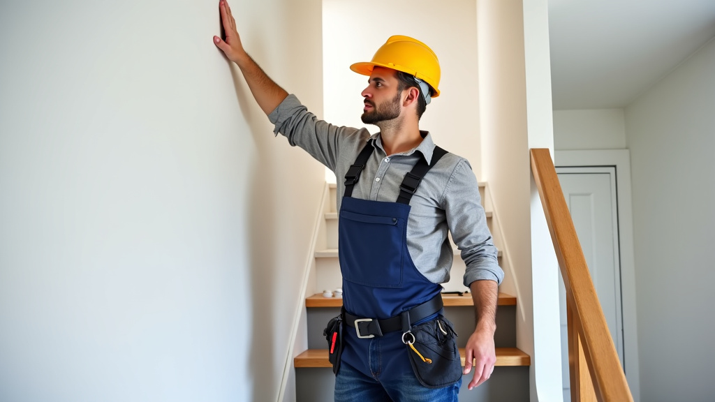 Technicien en train d’installer un monte-escalier dans une maison à Pont-de-Roide-Vermondans