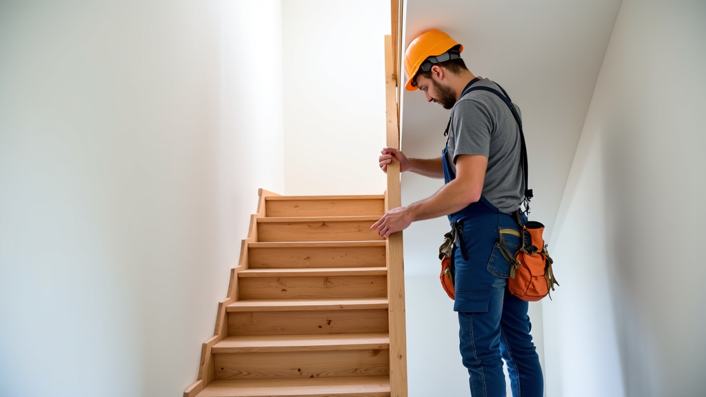 Technicien en train d’installer un monte-escalier dans une maison à Yssingeaux