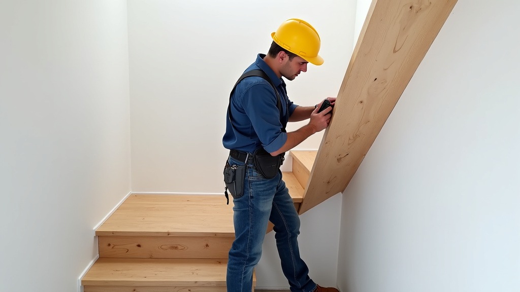 Technicien en train d’installer un monte-escalier dans une maison de Marzan