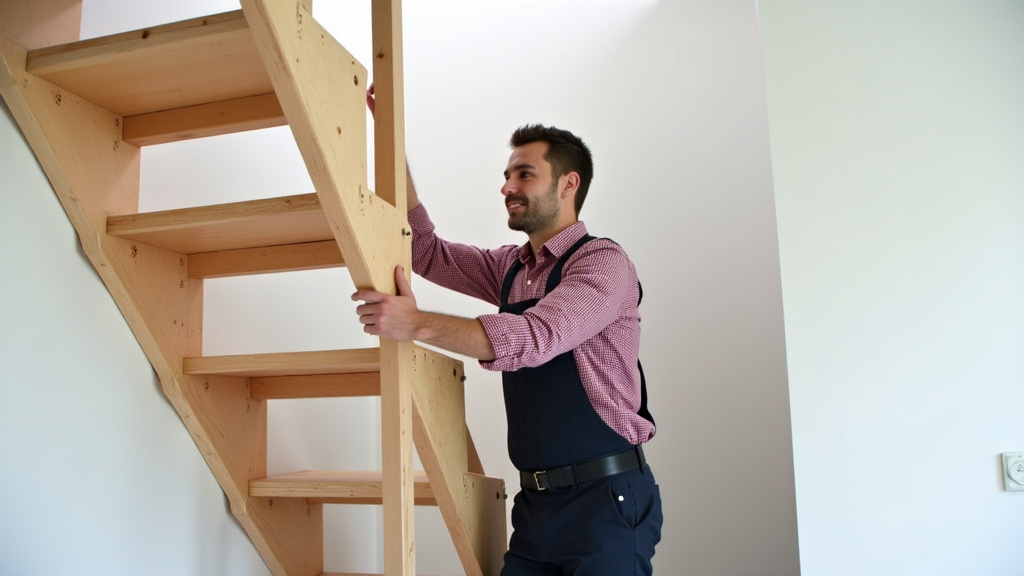 Technicien en train d’installer un monte-escalier droit dans une maison de Cahors