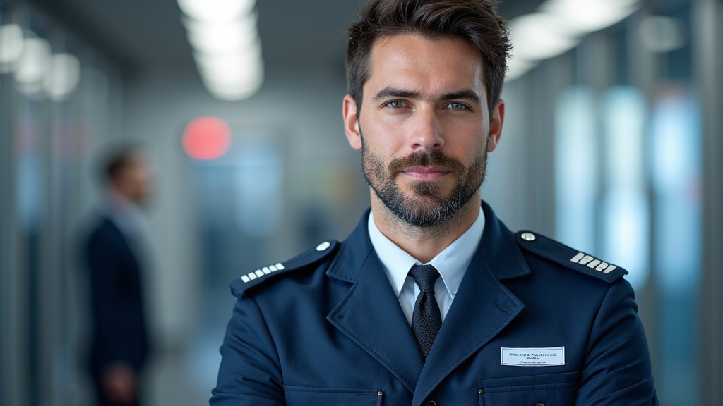Technicien en uniforme en train d